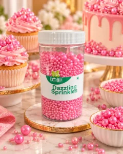 dazzling pink sprinkles bakery display