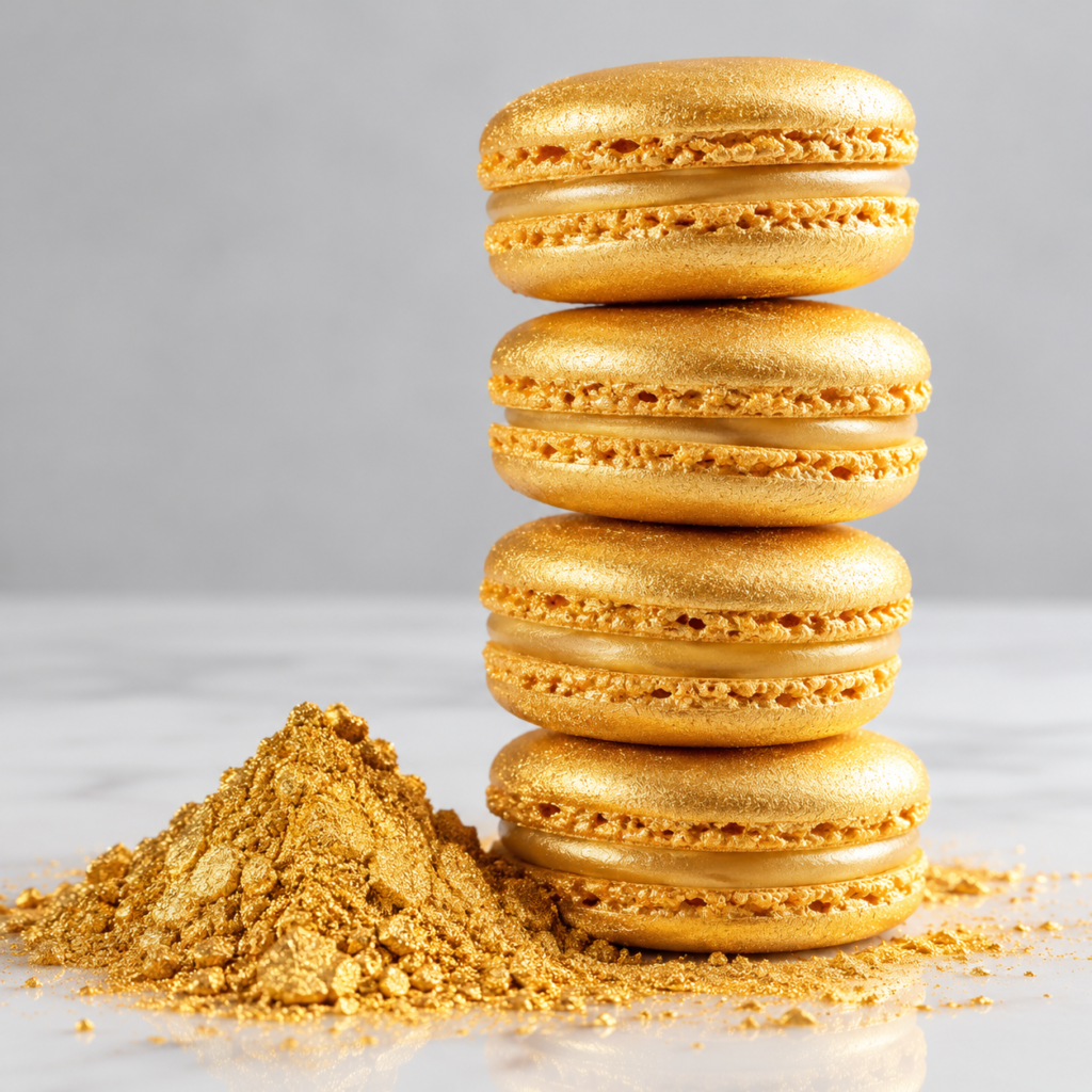 Home Golden Macaron Stack With Edible Dust 3 1024x1024