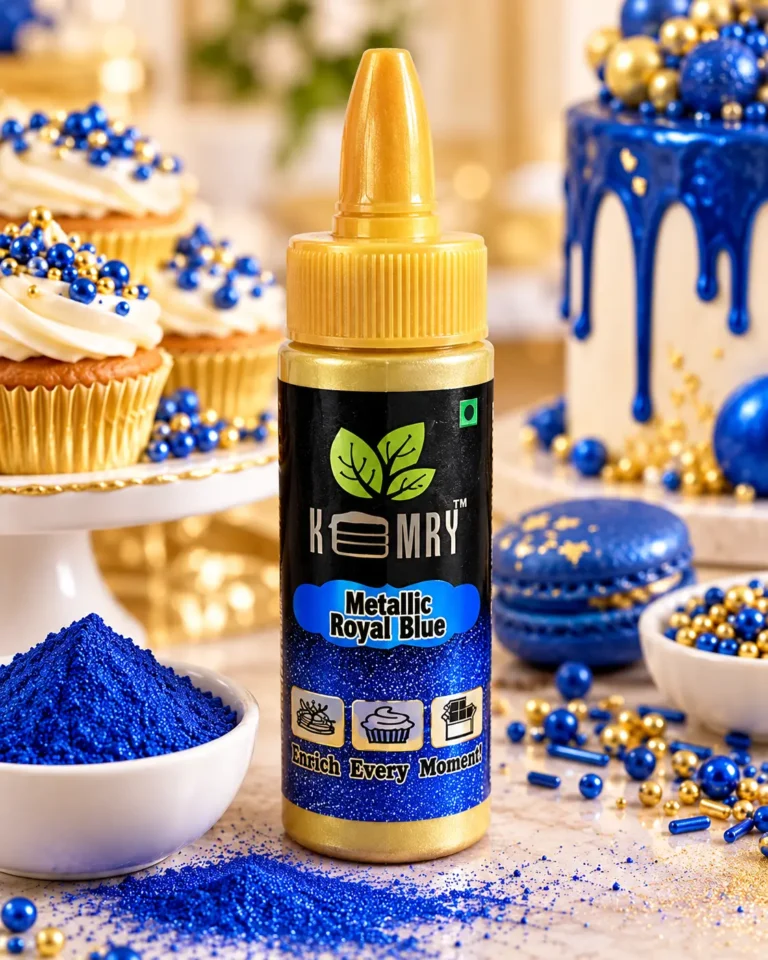 Applications metallic royal blue cake dust showcase