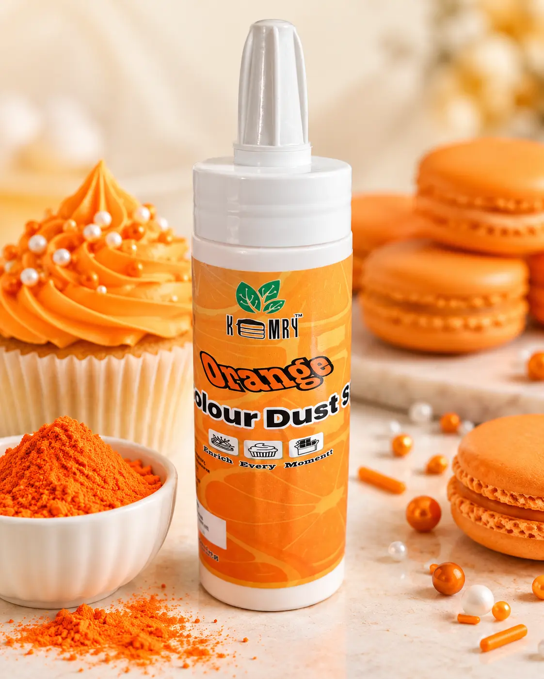 orange colour dust baking still life