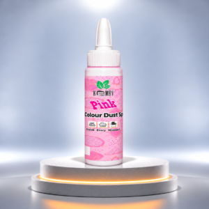 pink colour dust bottle on illuminated pedestal