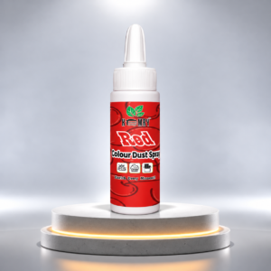 red colour dust spray on glowing pedestal