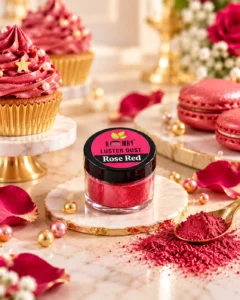 rose red luster dust dessert display